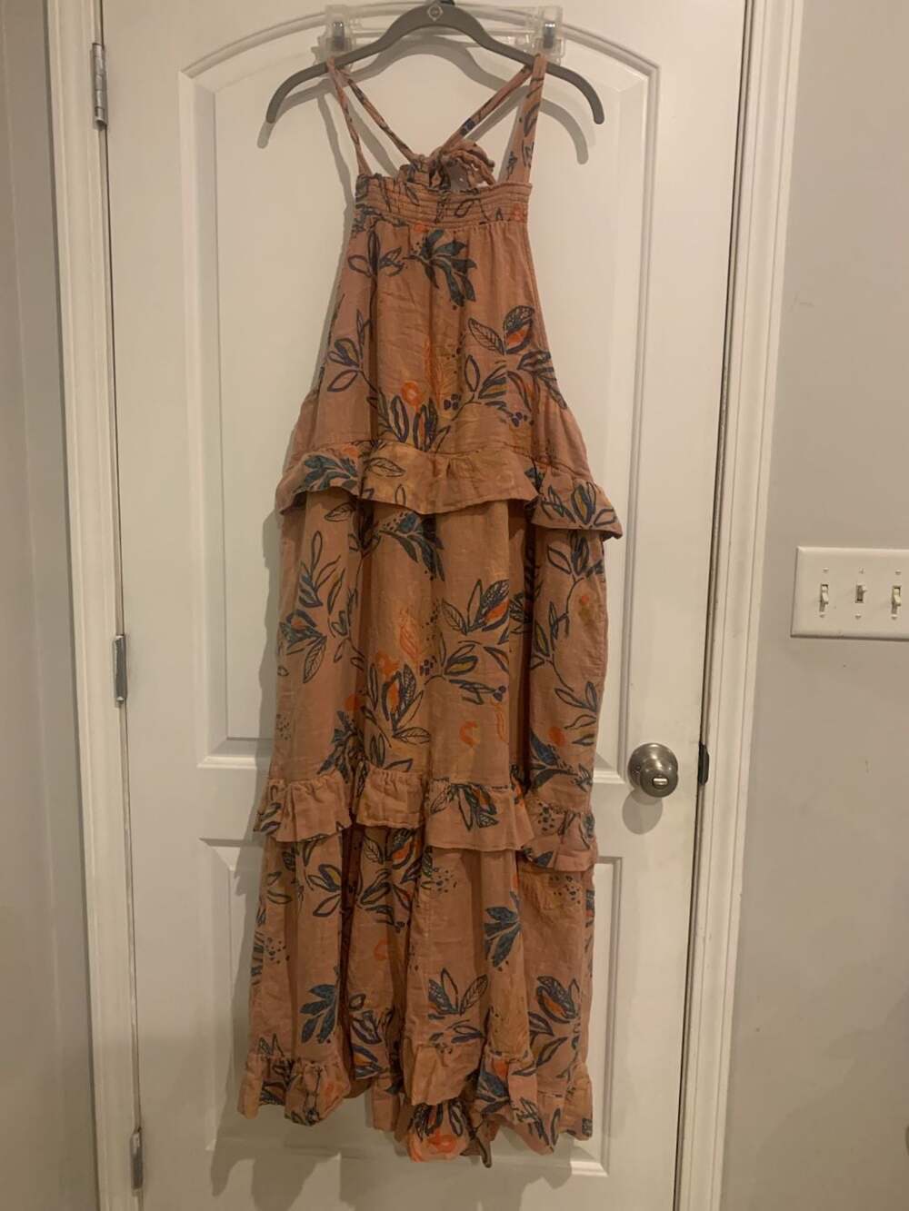Free People Anita Printed Tiered Ruffle Halter Maxi Dress